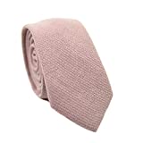 DAZI Men's Skinny Tie, Cotton Wool Linen Necktie, Great for Weddings, Groom, Groomsmen, Missions, Dances, Gifts. (Mauve)