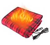 Electric Car Blanket Heated 12 Volt Fleece Travel Throw,Car Travel Blanket,for Car and RV Great for Cold Weather, Road Trips ( Red Plaid )