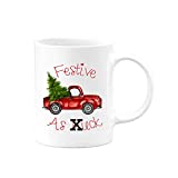 Funny Christmas Gifts | Festive As F*ck | 11 ounce gift coffee mug | Perfect gag daughter gift | Grinch Office Coworker AF Red Truck XMAS Tree White Elephant