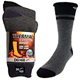 DG Hill (2pk) Mens Thick Heat Trapping Insulated Boot Thermal Socks Pack Warm Winter Crew For Cold Weather