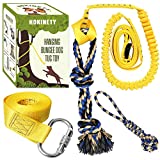 HOKINETY Dog Hanging Bungee Tug Toy: Interactive Tether Tug-of-War for Pitbull & Small to Large Dogs to Exercise and Fun Solo Play - Durable Retractable Tugger Dog Rope Toy with 2 Chew Rope Toys