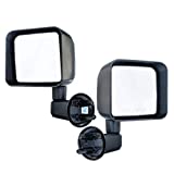 Driver and Passenger Side Mirrors Compatible With Jeep Wrangler (2007 2008 2009 2010 2011 2012 2013 2014 2015 2016 2017) Textured Non-Heated Folding Door Rear View Door Replacement Mirrors CH1321271