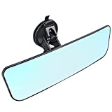 12" Large Convex Rear View Mirror Anti-Glare with Suction Cup, Inside Rearview Blue Mirror with Panoramic Wide Angle Mounted on Windshield for Car Auto SUV Truck Van Marine Boat