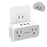 2 Prong to 3 Prong Outlet Adapter, TESSAN 2 Outlets with 3 USB Wall Charger, Multi Plug Outlet Extender, Travel USB Splitter for US to Japan Canada Mexico Philippine, Type A