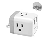 2 Prong to 3 Prong Adapter, TESSAN 3 Outlets with 2 USB Charging Ports, Multi Plug Outlet Extender Splitter, Travel Power Plug Adapter for US to Japan Canada Mexico Philippines, Type A