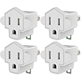 ETL Listed 3-2 Prong Grounding Outlet Adapter, JACKYLED 3 Prong to 2 Prong Adapter Converter, Portable Fireproof 200℃ Resistant Heavy Duty Wall Outlet Plug for Household Appliances Industrial, 4 Pack