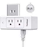 2 Prong Power Strip, Toldear Multi Plug Outlet Splitter with Rotating Plug, Power Strip 6 Outlet Extender (3 Sided), Wall Adapter Without Surge Protector for Travel, Office, White