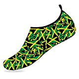 Breathable Barefoot Aqua Socks Jamaica Tree Mens Womens Water Shoes Quick-Dry Shoes for Running Walking Kayaking Yoga, Jamaican Flag, 10.5-11 M US Women / 9-9.5 M US Men