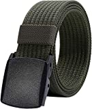 Nylon Belt Men, Military Tactical Belt with YKK Plastic Buckle, Durable Breathable Waist Belt for Work Outdoor Sports,Adjustable for Pants Size Below 46inches[53"Long1.5"Wide] (Army Green)