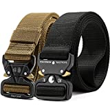 FAIRWIN Men's Tactical Belt, 2 Pack 1.5 Inch Military Tactical Belts for Men, Web Belt Nylon Belt - Work Tool Belt(Black+Tan, M)