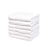 Linteum Textile 6 Piece Towel Set, 20x40 Inch, 100% Cotton Premium-Quality Hair Towels, Salon, Spa, Pool and Gym Towels 16s Ring Spun Quick Dry Fresh & Fluffy Absorbent and Plush, White