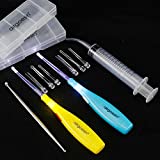 Airgoesin Longer Tips 2 Sets Tonsil Stone Remover Kit w/LED Tool, Irrigation Syringe & Stainless Tonsil Pick