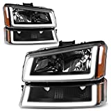 AUTOSAVER88 Compatible with 2003 2004 2005 2006 Chevy Avalanche Silverado 1500 2500 3500/2007 Chevrolet Silverado Classic Pickup Headlight Assembly Headlamp Black Housing with Turn Signal Lamp