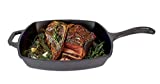 Jim Beam JB0217 10.5" Pre Seasoned Cast Iron Square Skillet for Grill, Gas, Oven, Electric, Induction and Glass, Black