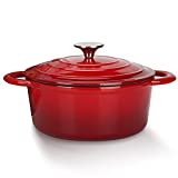 Trustmade Cast Iron Dutch Oven, 4.5QT Enamel Coated Bread Baking Pot with Self Basting Lid, Great Christmas Gifts for Family,Red