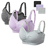 Angelhood Womens Seamless Sleep Nursing Bra,Breastfeeding Maternity Bra with Remove Bra Pads Extenders Pack of 3