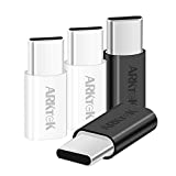 ARKTEK USB-C Adapter, Mini Aluminum Mirco USB (Female) to USB C (Male) Syncing Data Transfer and Charging Compatible with Chromebook Galaxy S20 Note 10, Pixel 4 and More (Black/White, 4 Packs)