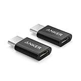 [2 in 1 Pack] Anker USB-C (Male) to Micro USB (Female) Adapter, Allows Micro USB to USB-C Data Transfer, Uses 56K Resistor, Works with Galaxy S9, MacBook, iPad Pro, LG V20 and More
