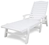 Trex Outdoor Furniture Yacht Club Stackable Chaise Lounger with Arms, Classic White