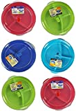 (Set of 6) Microwave Food Storage Tray Containers - 3 Section / Compartment Divided Plates w/ Vented Lid