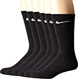 NIKE Unisex Performance Cushion Crew Socks with Band (6 Pairs), Black/White, Medium