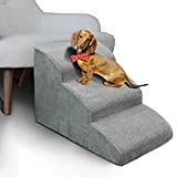 MEJYJEM 3 Steps High Density Foam Dog Stairs Ramps,Non-Slip Pet Steps For Older Dogs,Pet with Joint Pain, Sofa Bed Ladder for Cats