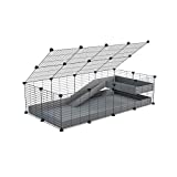 C&C Cage for Guinea Pig 4x2 with Lid & Ramp by KAVEE - Gray coroplast