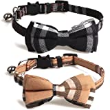 KUDES 2 Pack/Set Cat Collar Breakaway with Cute Bow Tie and Bell for Kitty and Some Puppies, Adjustable from 7.8-10.5 Inch