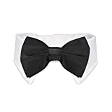 Cat Tuxedo Collar, KOOLMOX Black Dog Bow Tie with Handcrafted Adjustable Suit White Collar, Formal Puppy Bow Tie Tux Collar for Small Boy Pets Weddings Birthday Easter Photography Grooming Bows