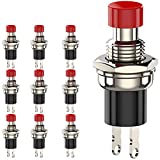 DIYhz Momentary Push Button Switch, 1A 250VAC SPST Mini Pushbutton Switches Normal Closed(NC) Red Cap - 10pcs