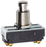 Push Button Switch, On Off Circut Function, SPST N.C, Brass/Nickel Actuator, 15/10 amps at 125/250 VAC