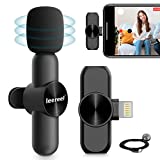 Wireless Lavalier Microphone for iPhone iPad, Leereel Plug-Play Wireless Lapel Mic for Recording TikTok YouTube Zoom Live Stream - 3 Level Noise Reduction, Auto Sync, No APP & Bluetooth Needed