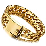 Miami Cuban Link Chain Bracelet 18K Gold 16mm Big Stainless Steel Curb Necklace for Men (10)
