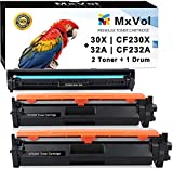 MxVol Compatible Toner and Drum Cartridge Replacement for HP 30X CF230X 30A Toner 2-Pack & 32A CF232A Drum 1-Pack use for Laserjet Pro M203dw M203dn MFP M227fdw M227fdn Printer (2 Toner+1 Drum,3-Pack)