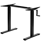 VIVO Compact Hand Crank Stand Up Desk Frame for 33 to 52 inch Table Tops, Ergonomic Standing Height Adjustable Base with Crank Handle, Black, DESK-M051CB
