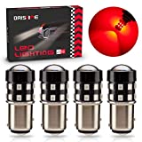 BRISHINE 4-Pack Super Bright 1157 2057 2357 7528 BAY15D LED Bulbs Brilliant Red 9-30V Non-Polarity 24-SMD LED Chipsets with Projector for Brake Tail Lights, Turn Signal Lights