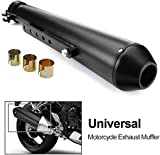 Universal Stainless Steel Muffler Exhaust Pipe Motorbike Motorcycle Vintage Modified Silencer Slip On 1.5-2" Inlet Motorcycle Exhaust With Moveable DB Killer for Dirt Bike Street Bike Scooter (Black)