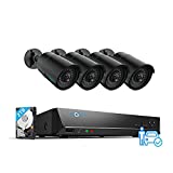 REOLINK 5MP 8CH PoE Security Camera System, 4pcs 5MP Wired PoE IP Cameras Outdoor with Person Vehicle Detection, 4K 8CH NVR with 2TB HDD for 24-7 Recording, RLK8-510B4-A Black