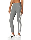 adidas womens Designed 2 Move 3-Stripes High-Rise Long Tights Dark Grey Heather/White Large