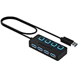 Sabrent 4-Port USB 3.0 Hub with Individual LED Power Switches | 2 Ft Cable | Slim & Portable | for Mac & PC (HB-UM43)