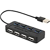 Sabrent 4-Port USB 2.0 Hub with Individual Power Switches and LEDs (HB-UMLS) (Renewed)