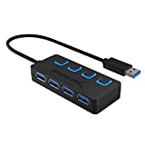 Sabrent 4-Port USB 3.0 Hub with Individual LED Power Switches (HB-UM43) (Renewed)