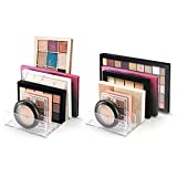 [2 Pack] Lolalet BPA-Free Plastic Eyeshadow Palette Makeup Organizer, 7 Section Divided Acrylic Make Up Pallet Storage Holder Cosmetic Eye Shadow Display Stand Rack -Clear
