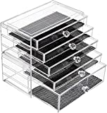 iPEGTOP Clear Acrylic Cosmetic Makeup Organiser Storage, Large 2 Tier Stackable 5 Drawers for Displaying Make Up Brushes, Lipsticks, Palettes, Nail Polish, Jewelry