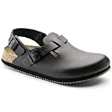 Birkenstock Unisex Tokyo Super Grip Clog, Black Leather, 43 R EU (Women's 12-12.5 US/Men's 10-10.5 US)