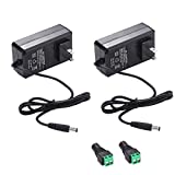 12V 2A Power Supply AC Adapter, AC 100-240V to DC 12 Volt Transformers, 2.1mm X 5.5mm Wall Plug (12 Volt - 2amp - 2pack)