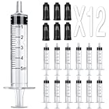 12 Pack - 5ml Plastic Syringes Separate Sterile Packaging Small Syringe Without Needle for Plant Hydroponic Liquid Measurement Pets Feeding Tools (12Pcs 5ML/CC)