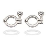 Beduan 2" Sanitary Tri Clamp, 304 Stainless Steel Single Pin Heavy Duty Tri Clamp Clover with Wing Nut for Ferrule TC 2". 2Pack (2 Inch)