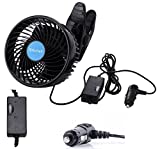 Alagoo Car Fan 6'' 12V Fan Cool Gadgets Clip Fan for Front Rear Seat Passenger Portable Car Seat Fan Electric Car Fans Quiet Car Air Conditioner with Cigarette Lighter Plug for Car/Vehicle SUV, RV