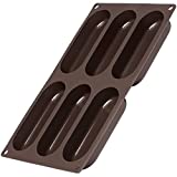 Lurch Germany Flexiform Non-stick Silicone Hotdog Buns Mold | 5-inch Baking Pan For Hot Dog Shaped Bread, Rolls, Cake and Eclair Tray | BPA-Free - Brown
